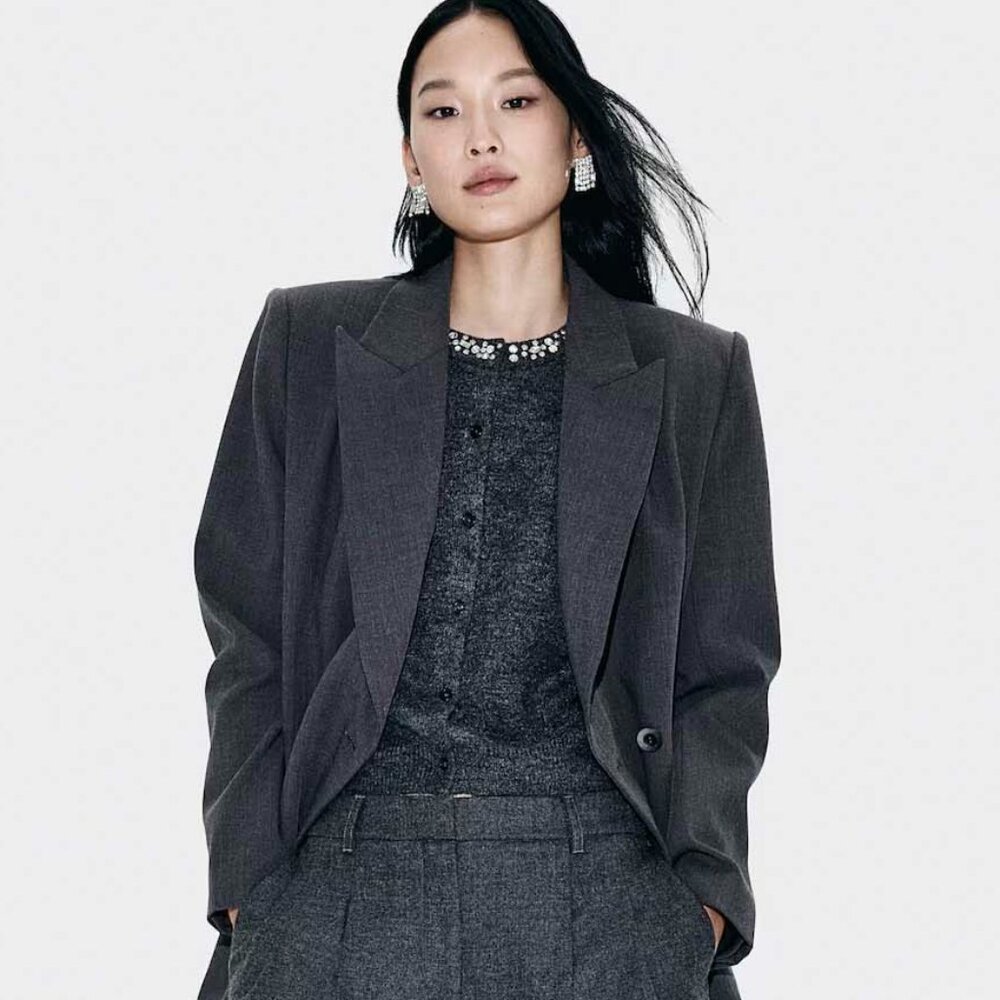 Rhinestone-Embellished Cardigan, Gray Melange. Sz Sm. NWT!